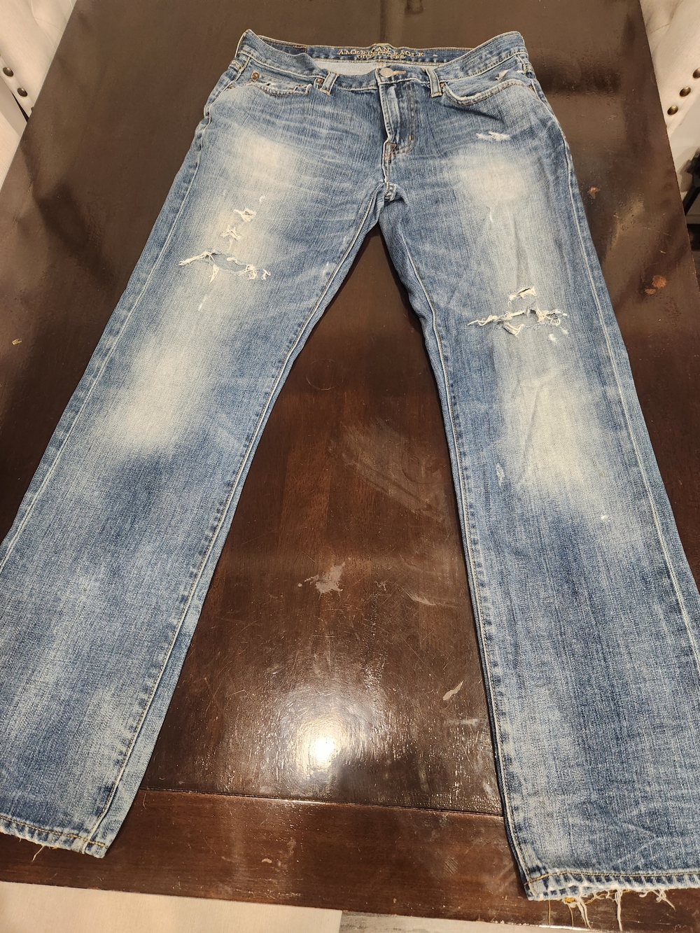 American Eagle Outfitters Light Blue Distressed Straight Jeans